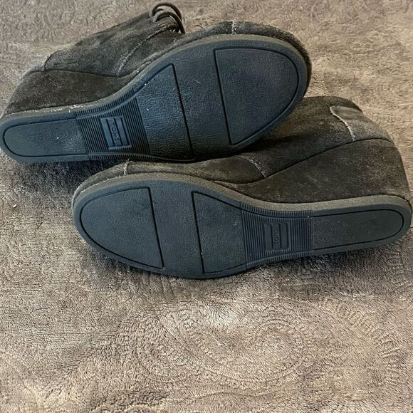 Toms Desert Wedge Gray Suede Leather Ankle Booties Lace Up Size 6.5 - Picture 8 of 10
